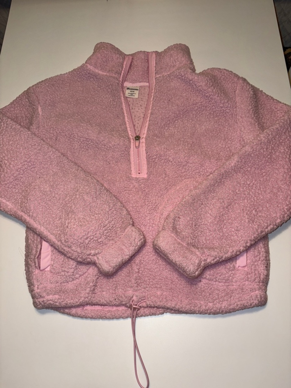 Kids Pink Sherpa Half-Zip Pullover